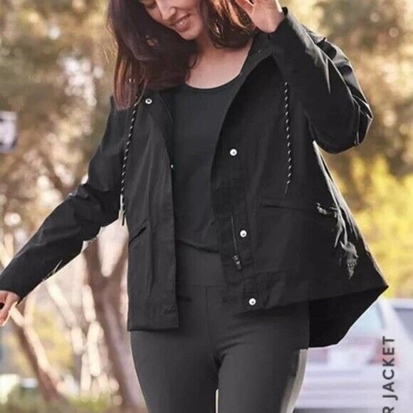 Athleta Stormlover Hooded Jacket Waterproof Black Women's Size Small H14489 - Picture 3 of 9